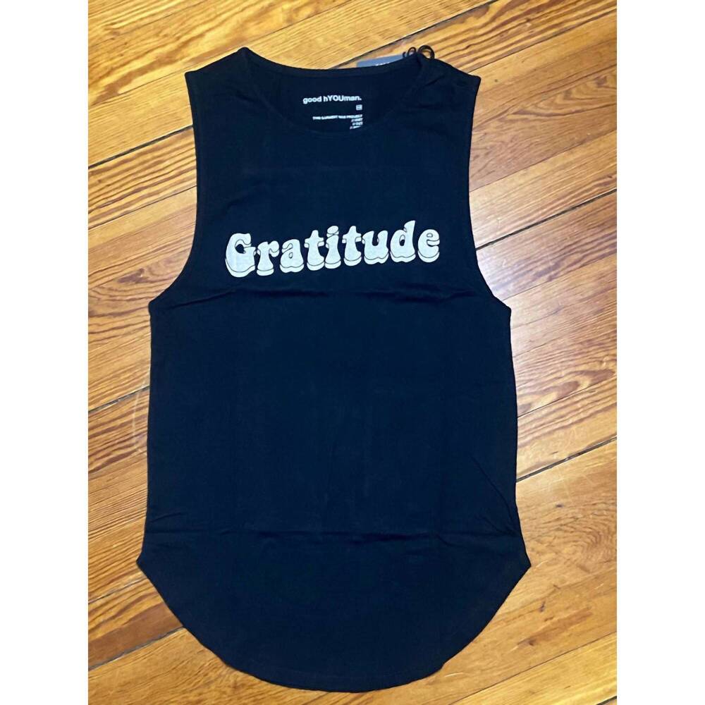 NEW GOOD HYOUMAN women's gratitude tank top in vintage black